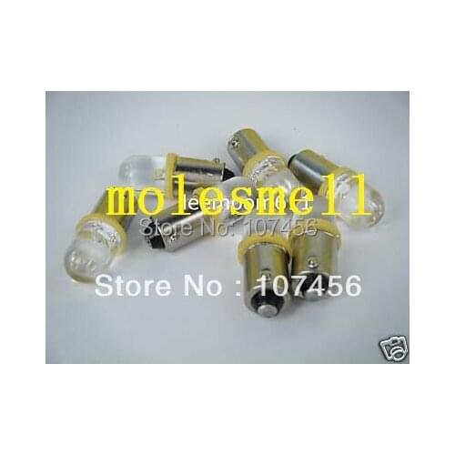 Free shipping 100pcs T10 T11 BA9S T4W 1895 3V yellow Led Bulb Light for Lionel flyer Marx