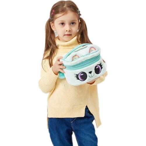 Big Eye Cartoon Plush Unicorn Vanity Case Cute Kawaii Plushie Toy Girls HandBag Lovely Princess Cosmetic Case