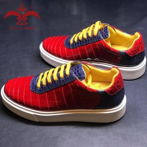 Oh G Shoes! 100% Genuine Nile Crocodile Leather Handmade Shoes Men Boy Lady Girl Sneakers Custom Logo Name Patina Wine Red Color
