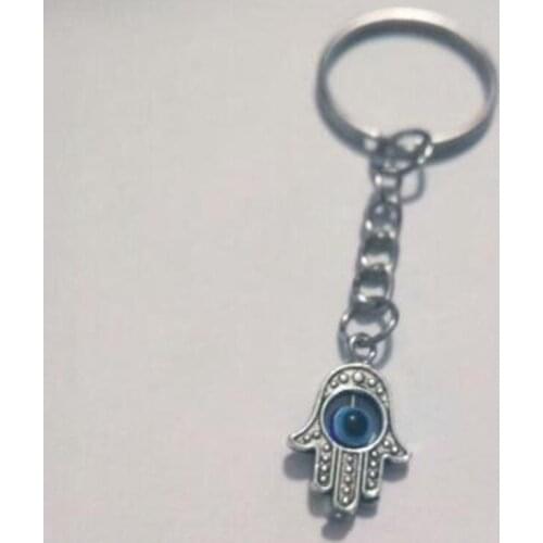 Fast shipping Hamsa Hand Evil Eye Charm Keychain Fashion Pendant For Car Key Ring Handbag Creative Gift Jewelry Making Finding