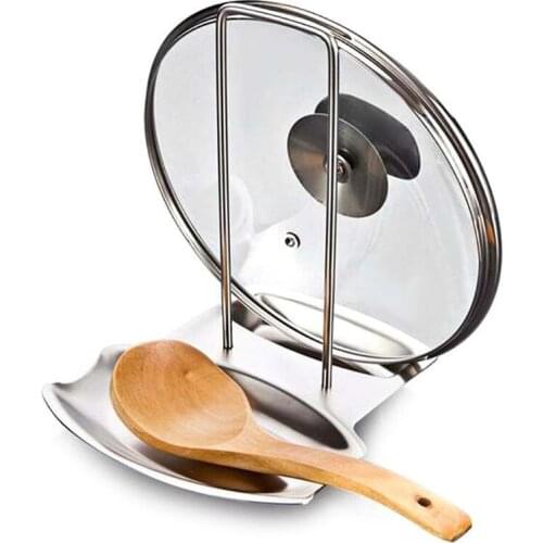 Spoon Stand Holder Stainless Steel Pan Pot Cover Lid Rack Stove Organizer Storage Kitchen Accessories