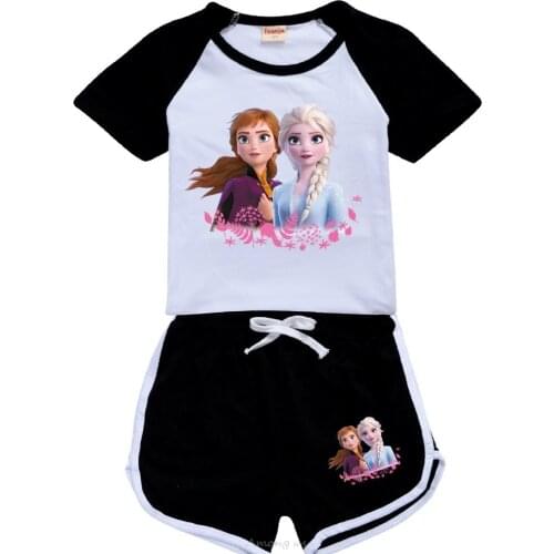Disney Frozen Kids Clothing Suits Summer T-Shirt+Short Pants Girls Set Boys Casual Children Clothes T Shirt Cool Top Fashion