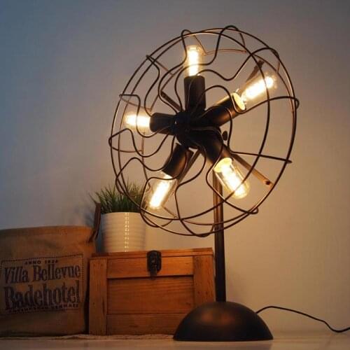 E27 Loft living room bedroom American rural retro simple personality creative electric fan lamp