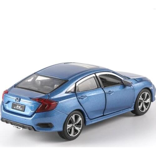 Simulation 1: 32 Honda Civic open door alloy childrens toy car model ornament birthday Christmas New Year gift blue car