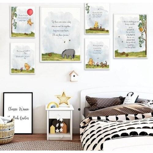 Disney Canvas Painting Classic Winnie the Pooh Posters Prints Cartoon Wall Art Pictures Baby Shower Nursery Room Home Decor
