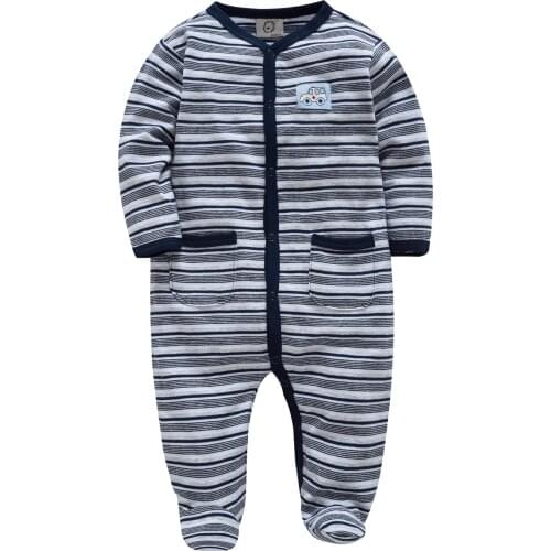 Honeyzone Newborn Baby Boy Clothes Rompers Stripe Full Sleeve Ambulance Onesie Jongen Infant Combination Jumpsuit Pyjamas Bebes