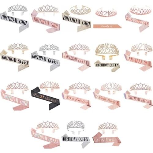 Birthday Crowns for Women, CIEHER Birthday Queen Sash & Rhinestone Tiara, Birthday Crown, Birthday Sash for Women