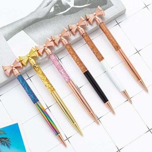 Fashion Creative Design Crystal Gradient Ball Pens Gold Gravel Ballpoint Pens Office Stationery Gifts for Friends Learn Supplies