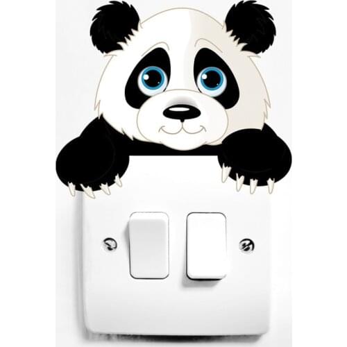 Cartoon Elephant Kitten Panda Socket Switch Wall Sticker Vinyl Decals Lovely Animal Stickers Removable Home Decor Art Mural