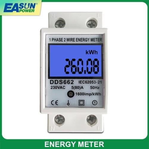 80A Din rail Single Phase Two Wire LCD Digital Display Power Consumption Energy Electric Meter kWh AC 220V 230V 50Hz/60HzE