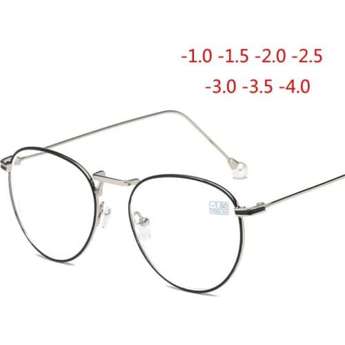 -1.0 -1.5 -2.0 -2.5 -3.0 -3.5 -4.0 Ovale Myopes Lunettes Femmes Metal Leg Vintage Clear Lens Prescription Spectacles Diopter