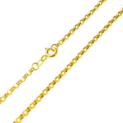 Real Pure 18K Yellow Gold Necklace For Women Men Fashion O Rolo Jewelry2-2.5mmW Necklace Cable Link Chain 17.7inch