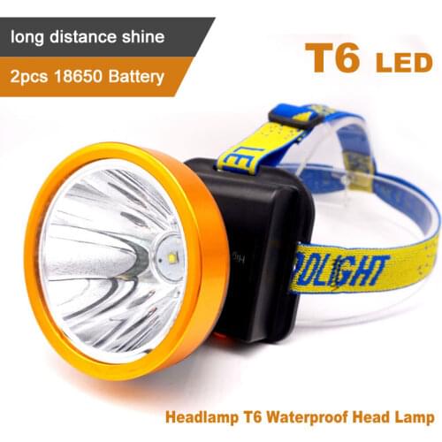 Rechargeable LED Headlamp T6 Waterproof Head Lamp New Design 2 Mode 18650 Battery Flashlight for Mining,Camping,Hiking,Fishing