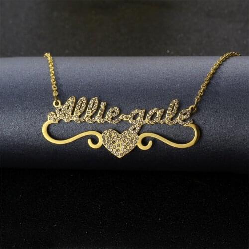Custom Personalized Name Stainless Steel Necklaces Cubic Zircon Letters for Women Crystal Pendant for Women Jewelry Dropshipping