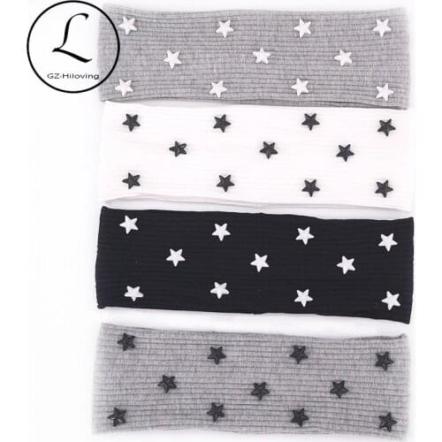 Popular Woman Cotton Star headbands Summer Casual Soft Ribbed Headwear Hair bands Accessories For femme Girls Birthday Gifts