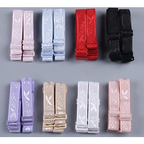 1.5cm width slip resistant bra straps adjustable elastic bra strap accessories with metal clips
