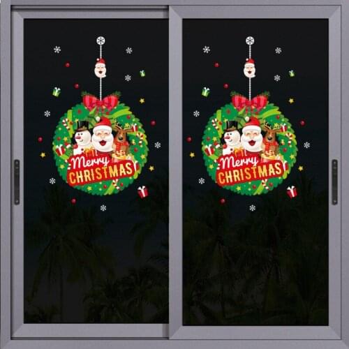Merry Christmas Santa Snowman Glass Door Window Sticker Home Decorations DIY Self Adhesive Removable Wallpaper Xmas Wall Decals