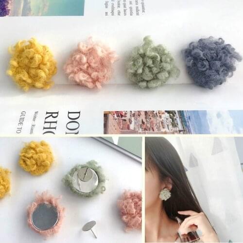 Popular autumn/winter imitation lamb fur wrap buckle homemade earrings earrings DIY jewelry material accessories