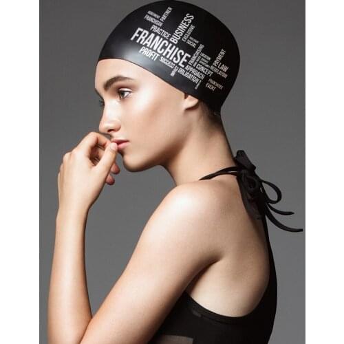 RTAAN swimming cap mens fashion silicone waterproof ear protection black adult swimming cap equipment Diving hat Pool Cap Ear