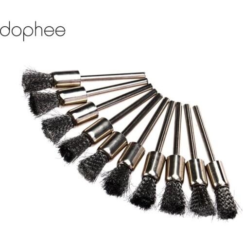 Dophee 10Pcs Dremel Accessories 3mm Stainless Steel Drill Wire Brushes Buffing Polisher Brushes Dremel Rotary Tools Abrasive