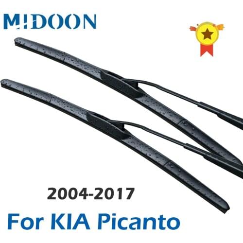 MIDOON Hybrid Wiper Blades for KIA Picanto Fit Hook Arms 2004 2005 2006 2007 2008 2009 2010 2011 2012 2013 2014 2015 2016 2017