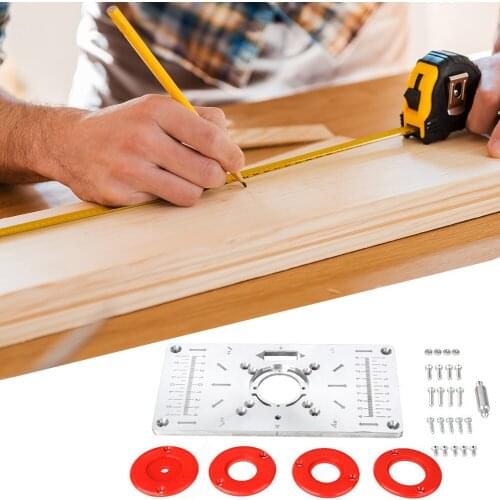 Benches Router Trimmer Table Insert Plate Aluminum Alloy Woodworking Engraving Trimming Machine Flip Board Set with Rings