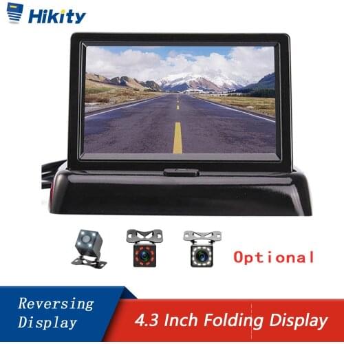 Hikity 4.3 Inch HD Foldable Monitor Display Reverse Camera Parking System with Night Vision Backup Rearview Camera for Vehicle