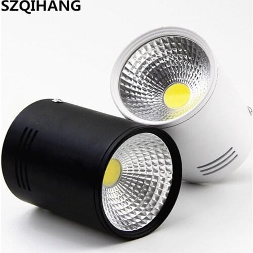 LED Downlight 10W 15W Round Surface Mounted Dimmable COB Led Ceiling Lamps Spot Light White Black AC85-265V