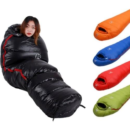 Outdoor camping sleeping bag White Goose Down Filled Adult Sleeping Bag Ultralight folding Lazy Bags Winter warm Outdoor Travel