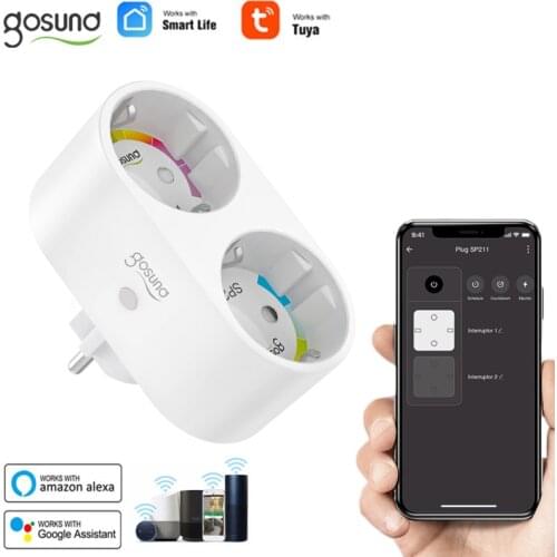 Gosund WiFi Smart Plug 16A EU Socket Outlet Tuya Smart Life APP Work With Alexa Google Home Voice Control Power Monitor Timing
