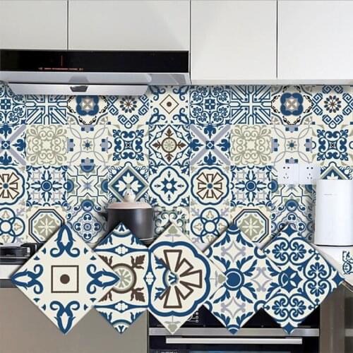 10cmx10cm Waterproof and Heat-resistant Self-adhesive Wall Stickers Tile Stickers Kitchen Bathroom Stairs Floor Decorations