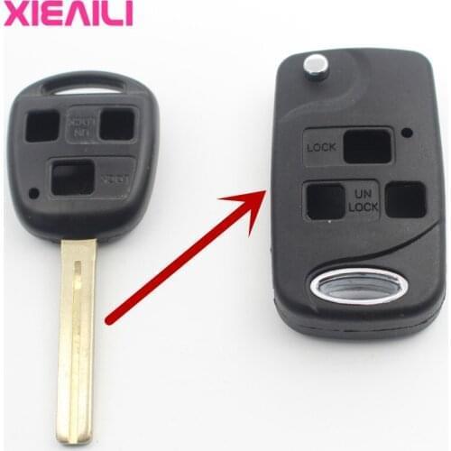 XIEAILI 10Pcs 3Button Modified Flip Folding Remote Key Case Shell For Lexus Is200/ES300/IS400/RX330 S283