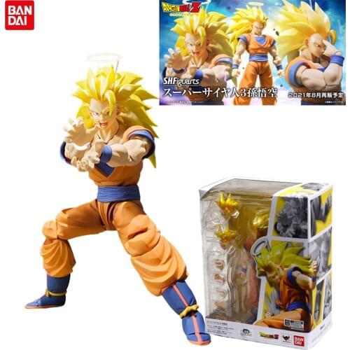In stock Bandai Super Saiyan 3 Goku 2.0 SHFiguart Dragon Ball Z Anime Figure Model Action Figure Collectile Toys for kids