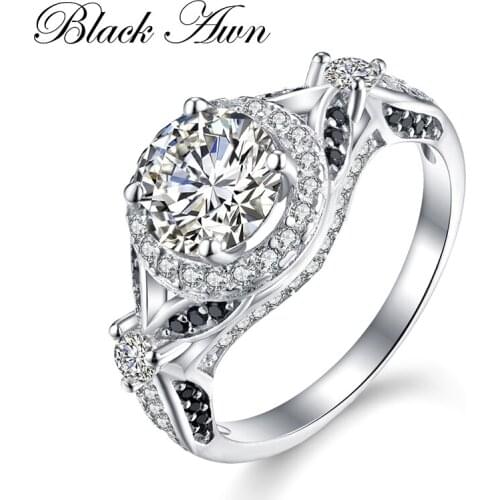 BLACK AWN 2021 New Genuine 100% Sterling 925 Silver Jewelry Square Engagement Rings for Women Gift C357