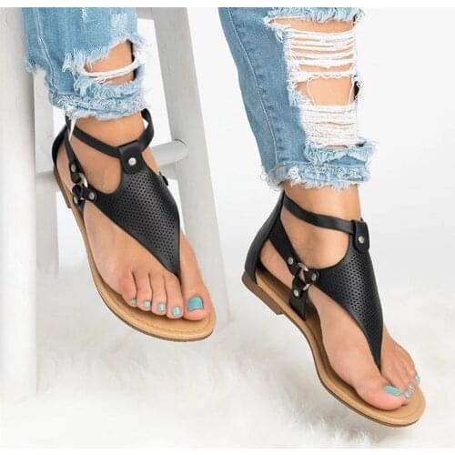 Women Sandals 2019 New Women Summer Sandals Plus Size 43 Flat Sandals Female Flip Flop Casual Beach Shoes Ladies Gladiator
