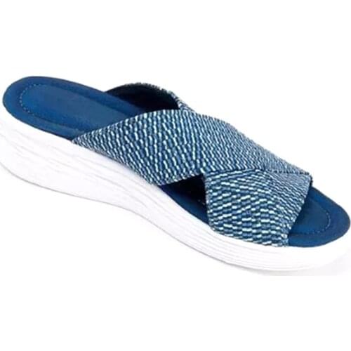 Women Slippers Ladies Wedge Beach Summer Shoes Female Fabric Light Comfort Sandals Slope Heel Fashion Casual Slides