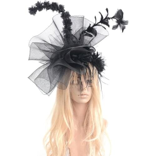 Handmade Women Bridal Lady Fascinators Hair Band Headband Feather Flower Headband Headwear Wedding Cocktail Party Accessories