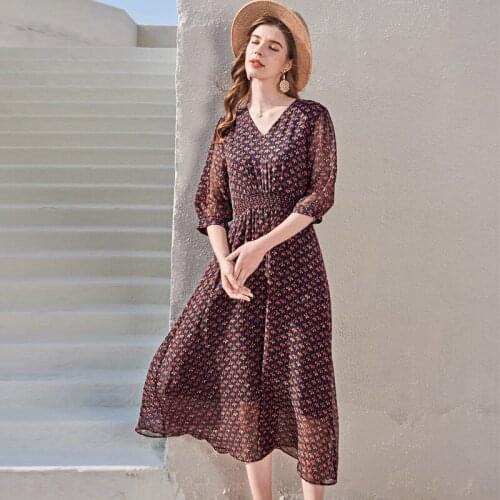 V neck black red silk floral maxi dress women femme 2020 summer long work boho beach office sexy party luxury dresses plus size