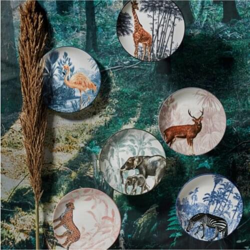 Animal Pattern Kitchen Utensil 6 Piece Cake Set Cake Plate Set Breakfast Plates Snack Plate Dessert Plates Kitchen Staff