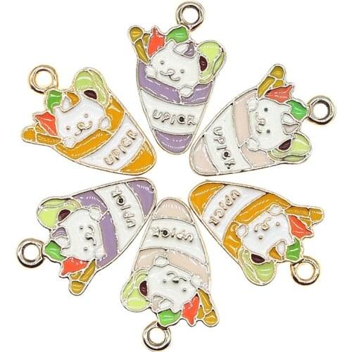 10pcs/lot 14*21mm Cute cat loves avocado sushi Enamel Charms For DIY Fashion Earring Necklace Jewelry Making Finding Accessories