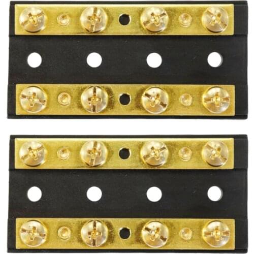 2Pcs Marine Boat Car Brass 4 Gang Duel Buss Bar Block 8 Terminal 32V 60A