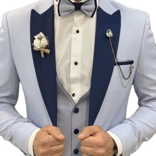 2021 High Quality Custom Made Single Breasted Man SuitGroom Tuxedo Costume Homme Three PiecesBlazers (Jacket+Pants+Vest+Tie)