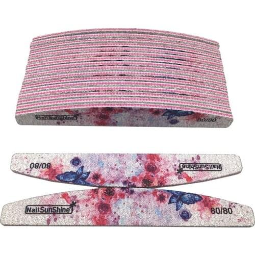 25Pcs/lot Nail File 80/80 Buffer Block Sanding Flower Image durable Sandpaper Salon Glitter file DIY Acrylic Nail Supplies