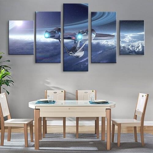 5 Panel HD Famous Movie Star Trek Poster Wall Art Painting Spaceship Poster Canvas Painting Bedroom Decor