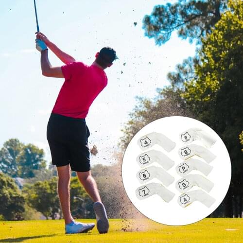 9pcs Golf Head Covers for Irons Clubs, PU Leather Golf Iron Headcovers Golf Fairway Wood Cover Sand Wedge Cover