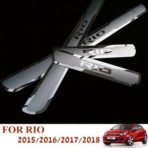 Car Accessorise RIO Door Sill Cover Sticker Stainless Steel Door Sill Scuff Plate for EU Kia Rio 2015-2020
