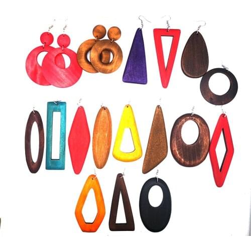 Free Shipping!Fashion Natural Wooden Dangle Earrings For Women can mixed shapes