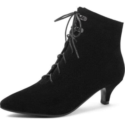 Big Size Pointed Lace Up Boots boots women shoes ankle boots for women ladies boots shoes woman winter