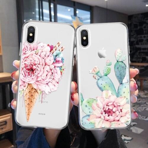 Cactus Flamingo Phone Case For iPhone 7 8 Plus 5 5S SE 2020 6 Soft TPU Floral Cover For iPhone 12 mini 12Pro 11 Pro MAX 4 Coque