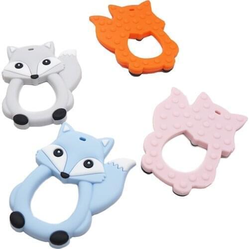Chenkai 10PCS Silicone Fox Teething Baby Cut Teether Nursing Pacifier BPA Free For Infant DIY Chewing Soothing Pacifier Chain